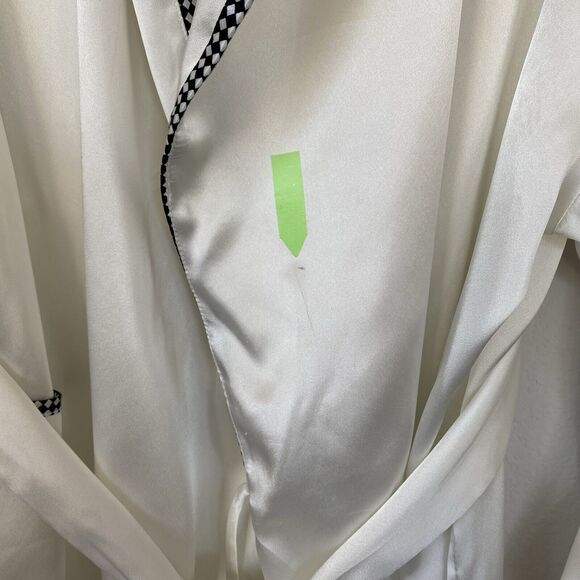 Vintage Victoria's Secret Ivory Satin Robe Black Trim Belted XS/S Bride To Be - Picture 7 of 11